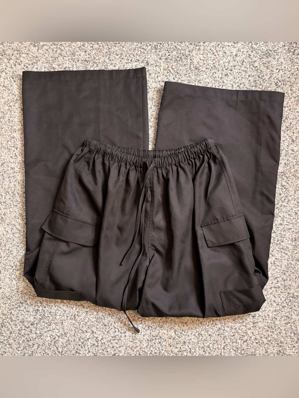 Reformation Black Drawstring Cargo Wide-Leg Pants